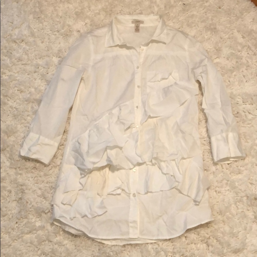 J.Crew ruffled button down shirt